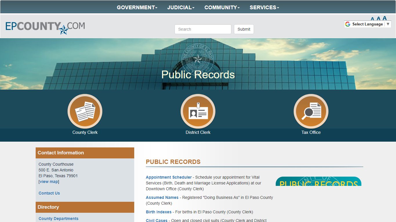 County of El Paso Texas - Public Records